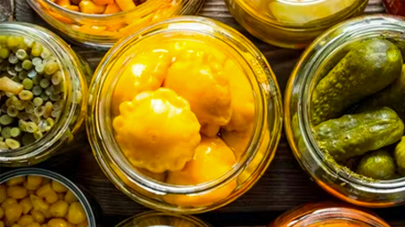 Jars with pickled veggies